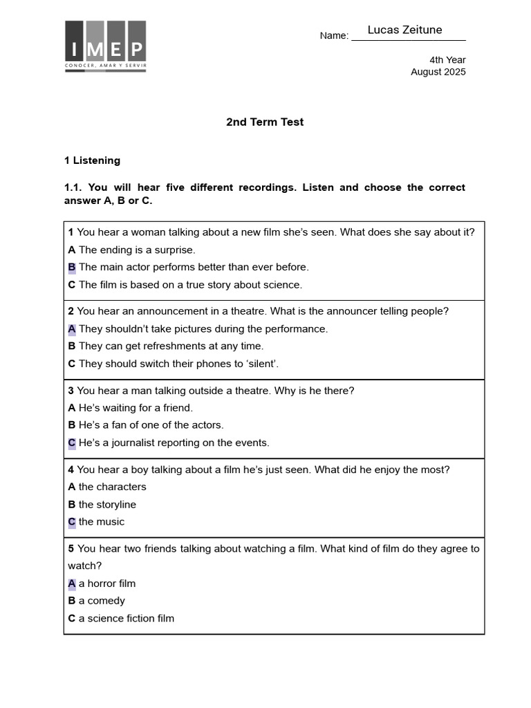 Kami Export - 4to IMEP - 2nd Term Test | PDF