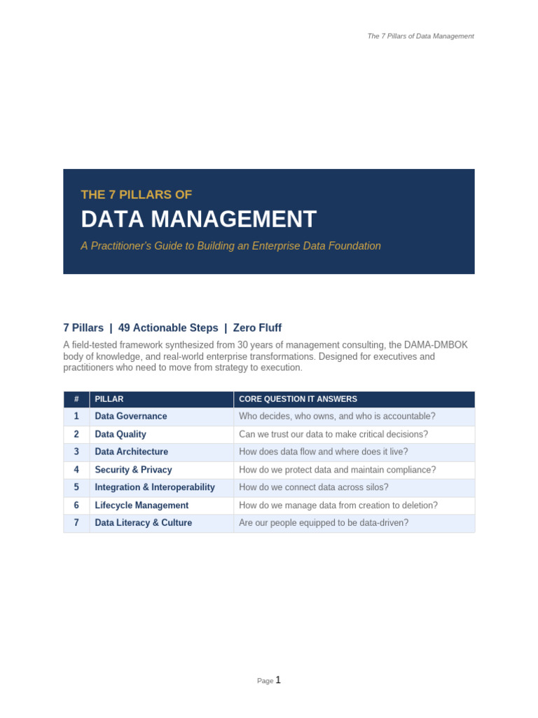 Pillars of Data Management | PDF | Data Management | Data