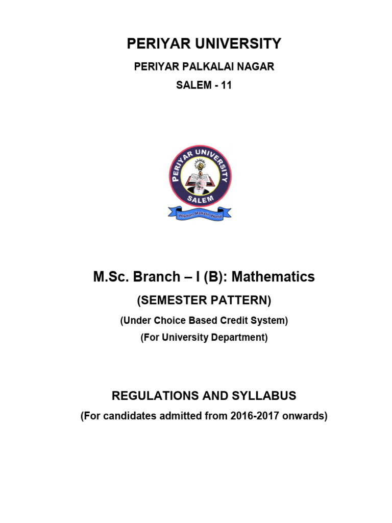 M.sc. Mathematics (2016-17) | PDF | Mathematical Analysis | Hilbert Space