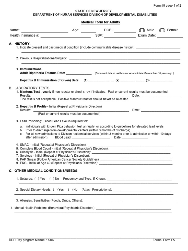 Medical Form Sample | PDF
