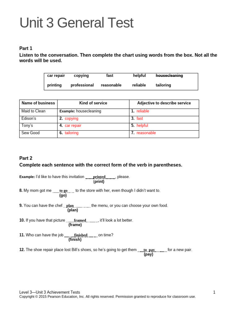 TN3 Unit 3 Assessment | PDF
