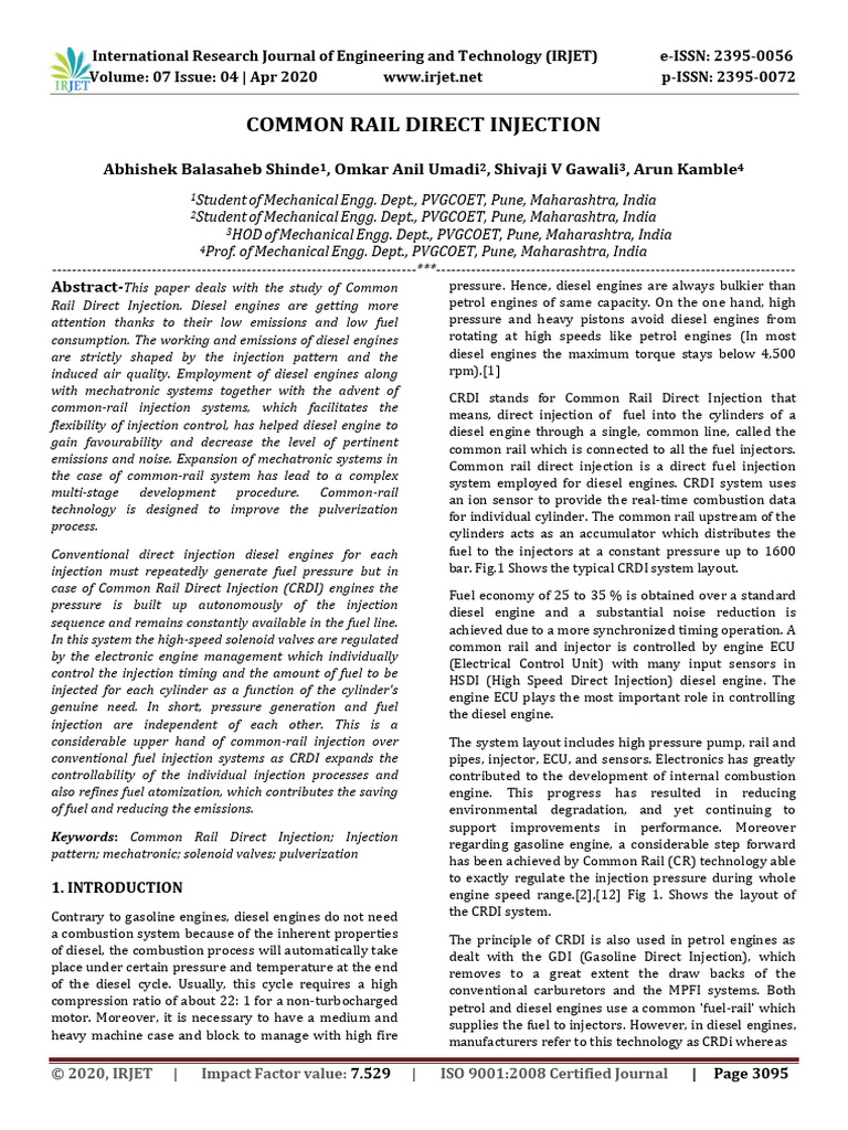 CRS Operation(Abstract) | PDF | Fuel Injection | Diesel Engine