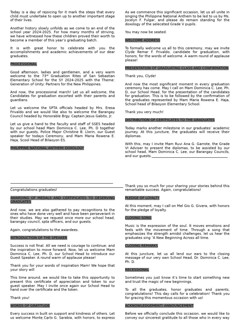 graduation script | PDF | Gratitude