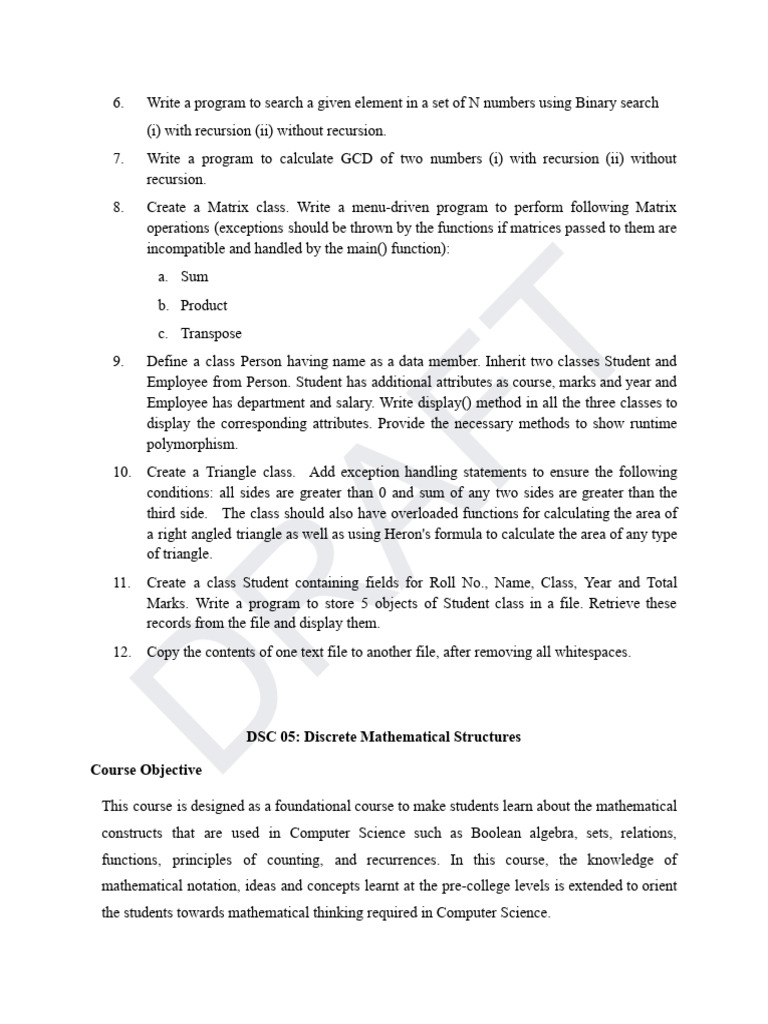 Discrete Mathematics Syllabus and Practical List | PDF | Function ...