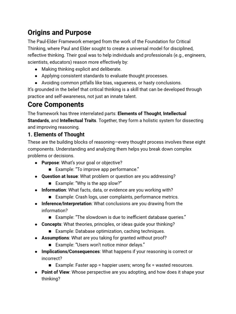 Paul-Elder Critical Thinking Framework | PDF | Thought | Critical Thinking