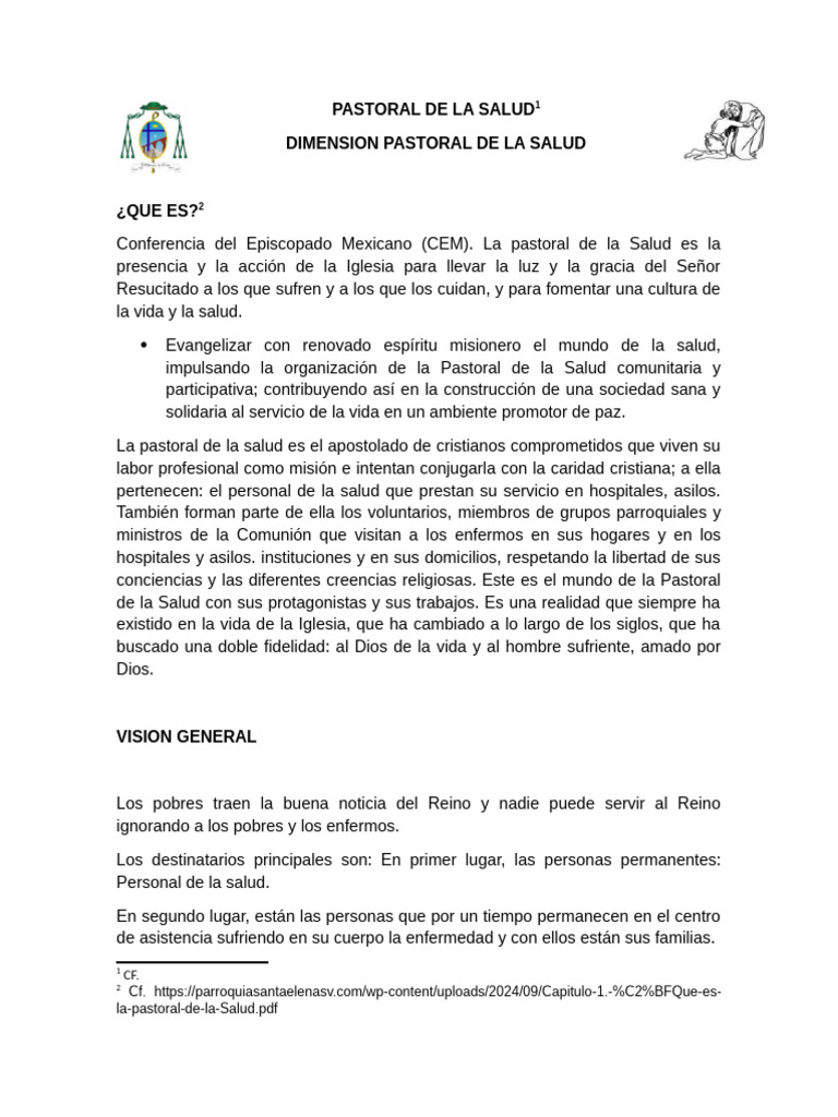 Que Es La Pastoral de La Salud | PDF | eucaristía | Misionero
