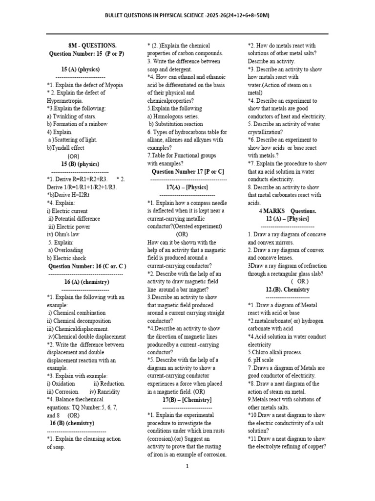 10th Important PS Questions | PDF | Materials | Applied And ...