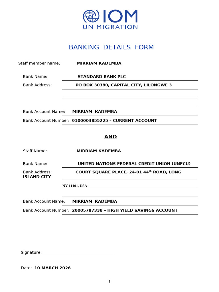Bank Details Form | PDF