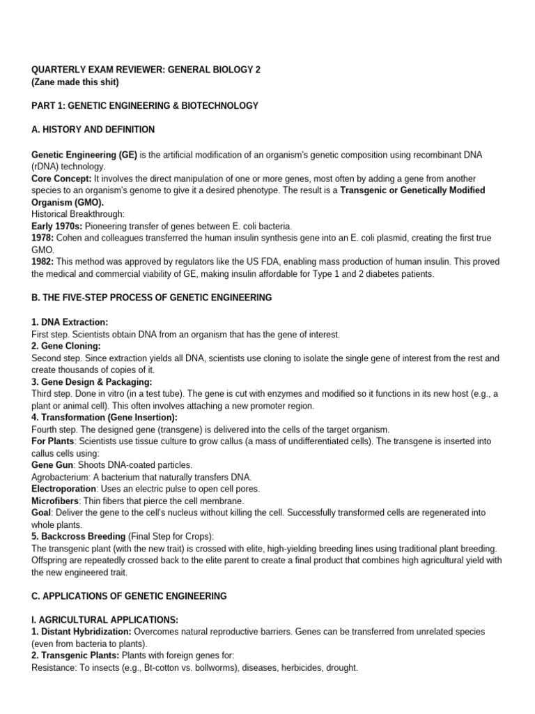 Gen Bio Reviewer 3rd Quarter | PDF | Genetic Engineering | Phylogenetics