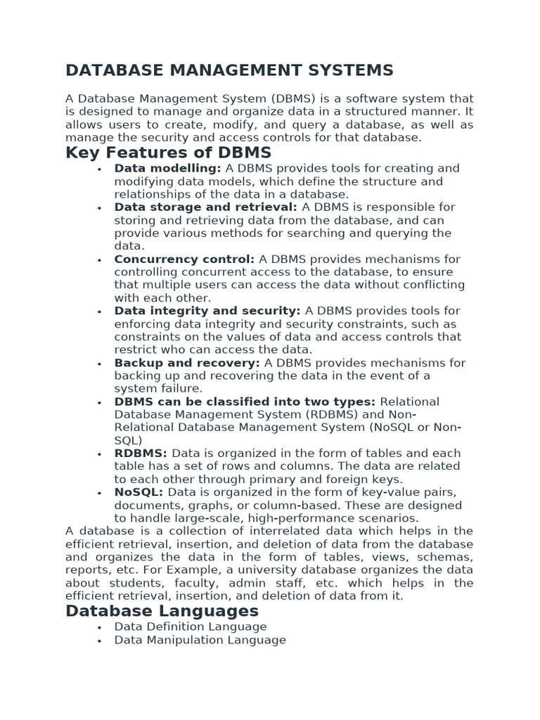 A Database Management System | PDF | Databases | Relational Database