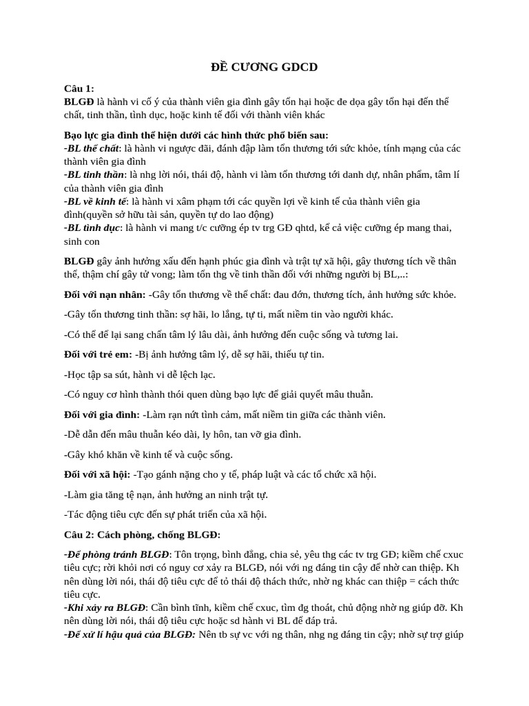 ĐỀ CƯƠNG GDCD GK 2 | PDF