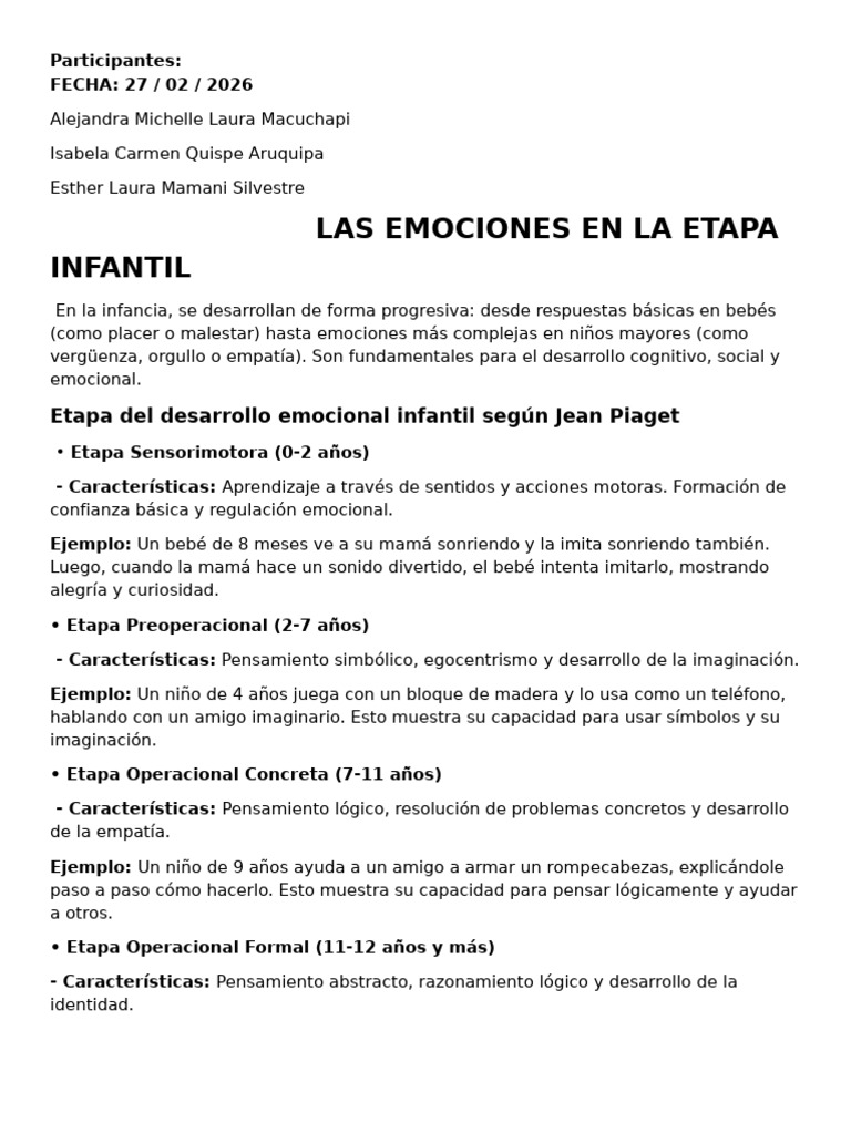 Las Emociones en La Etapa Infantil | PDF | Las emociones ...