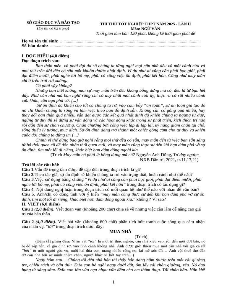 THI THỬ LẦN 2 | PDF