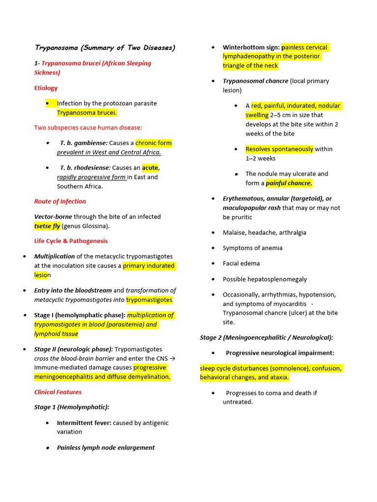 Trypanosomiasis (1) | PDF | Diseases And Disorders | Clinical Medicine