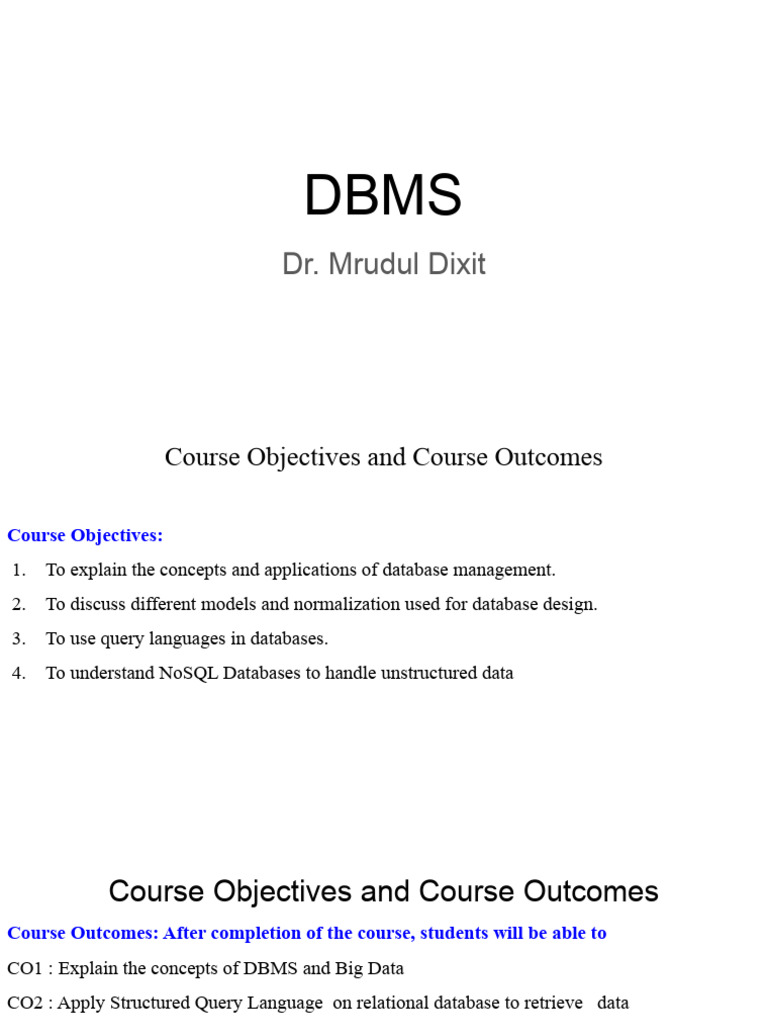1.1 Unit 1 DBMS | PDF