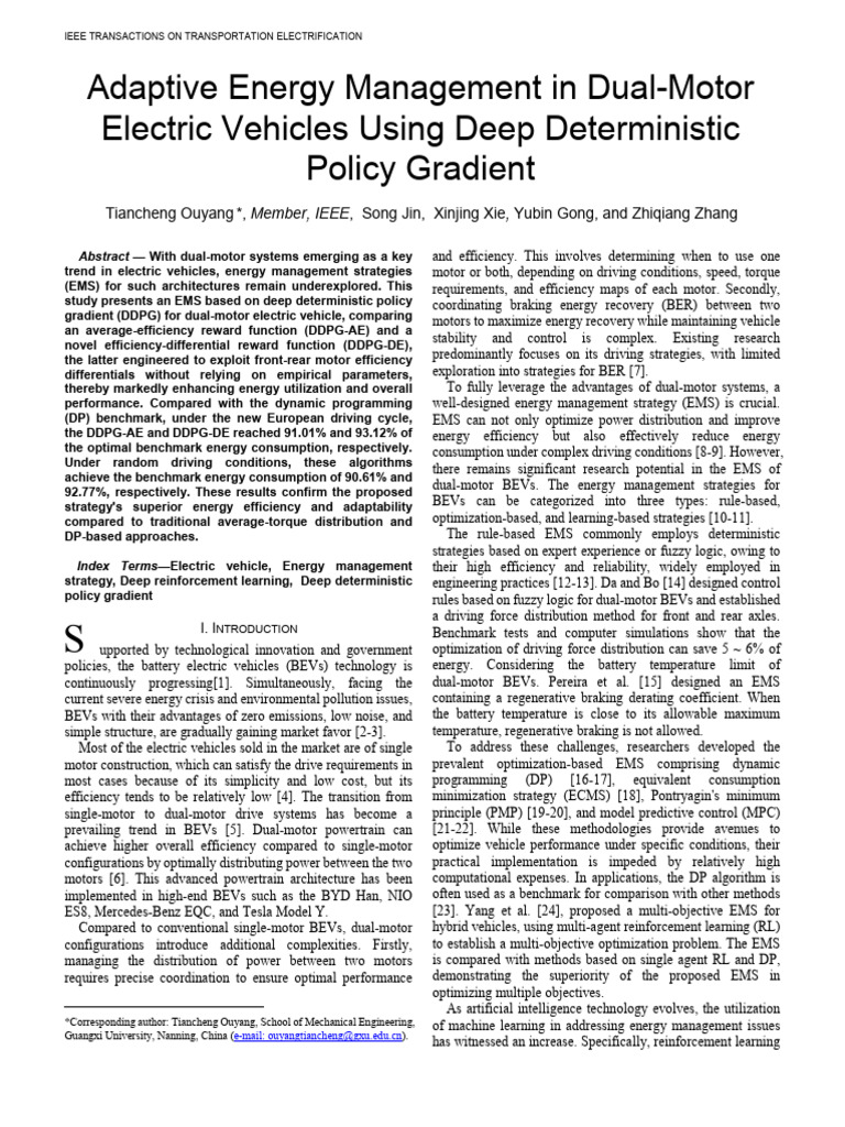 Adaptive Energy Management in Dual-Motor Electric Vehicles Using Deep ...