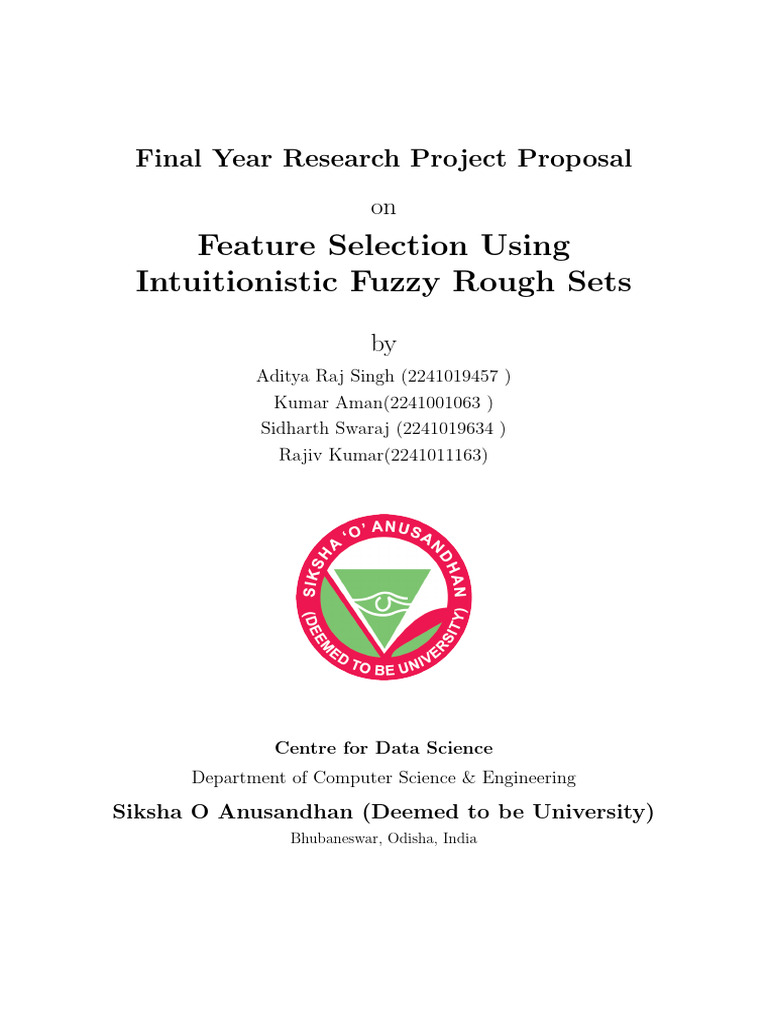 Final Year Research Project Proposal | PDF | Fuzzy Logic | Machine Learning