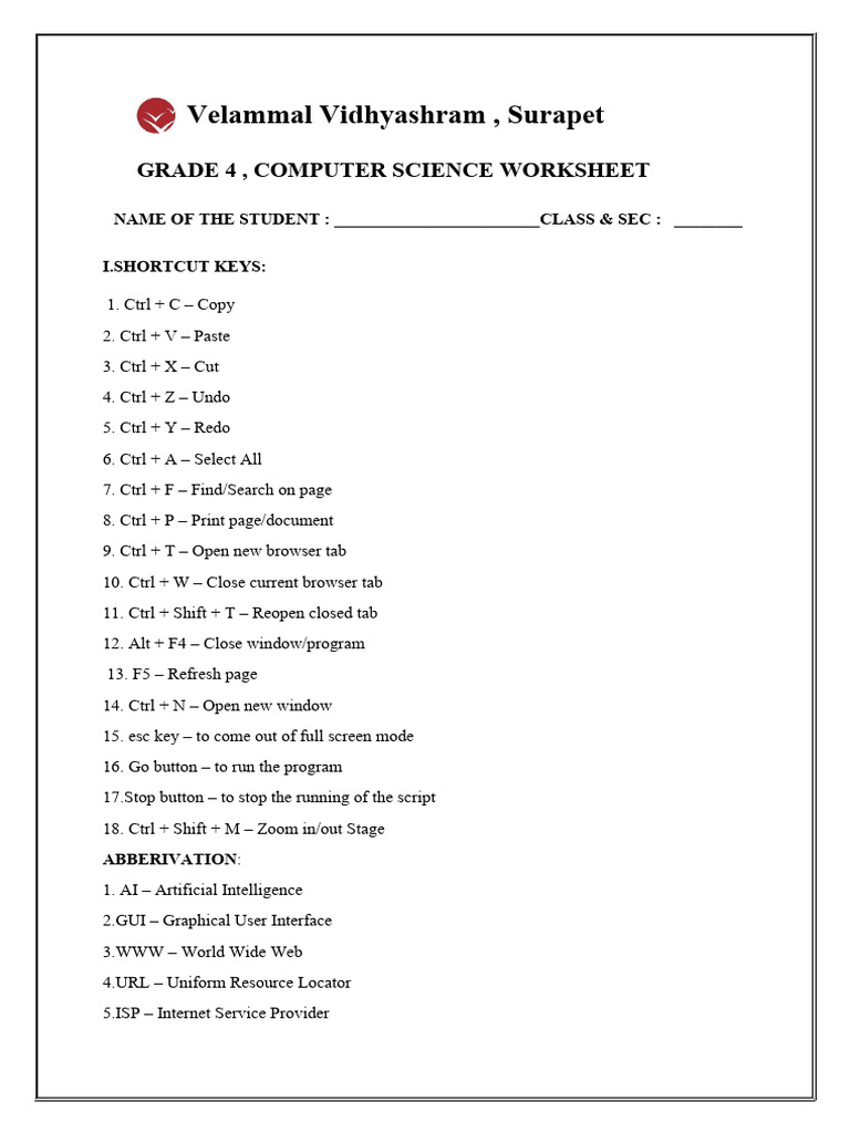 GR 4 Term 2 Cs Worksheet | PDF | World Wide Web | Internet & Web