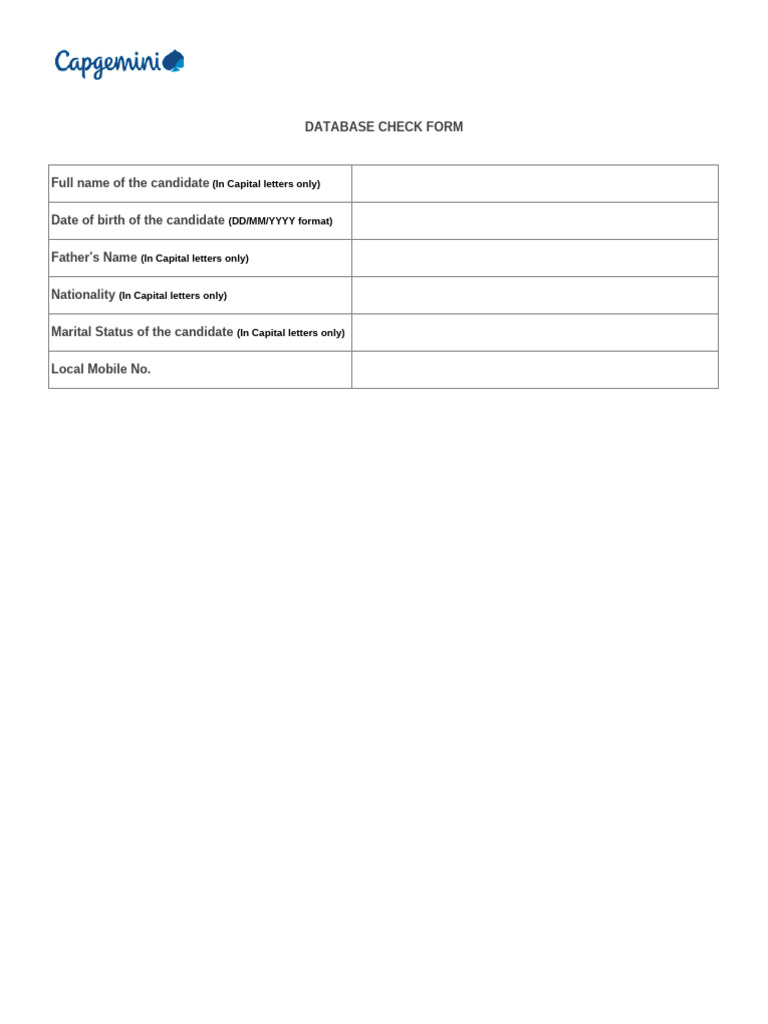 Database Form 1.0 | PDF