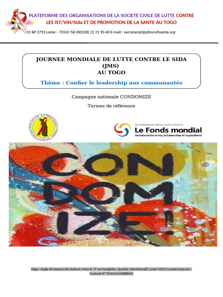 TDR - Condomize-Jms 2023 Fin | PDF | Préservatif | SIDA