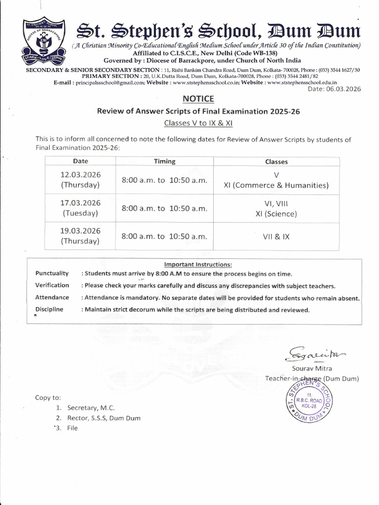 Review of Answer Scripts of Final Examination 2025-26 | PDF