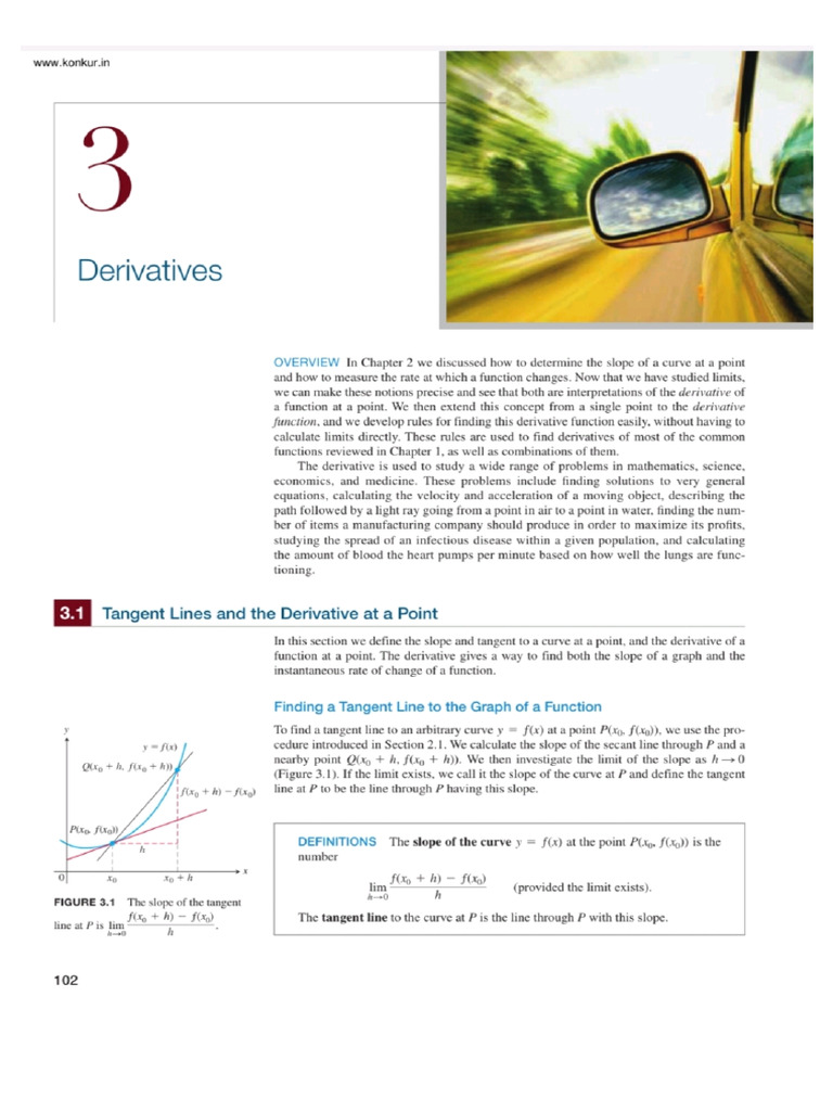 Calculas Chapter 3 Derivatives | PDF