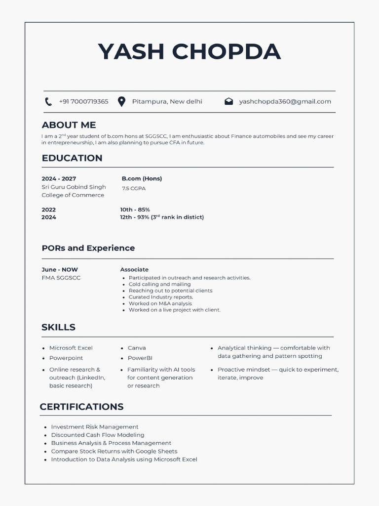 Yash Resume | PDF