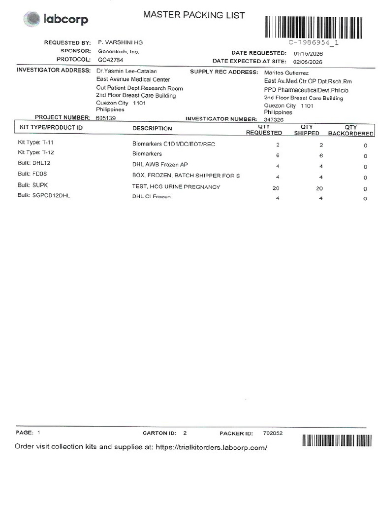 Master Packing List - Jan2026 | PDF