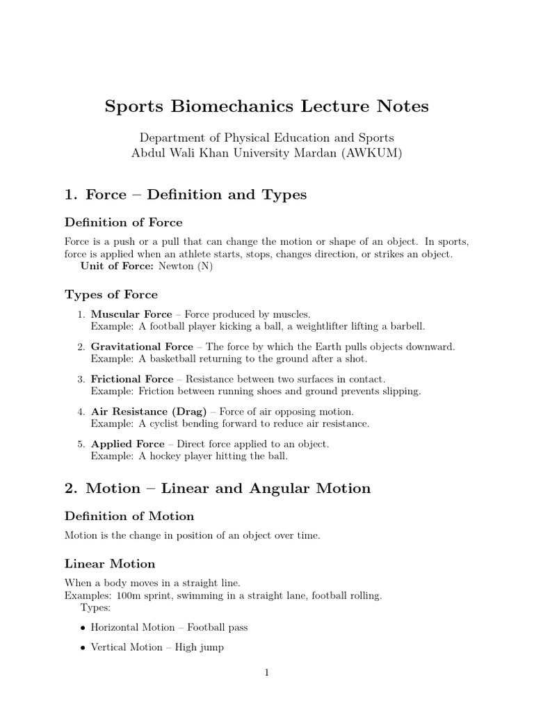 Chapter 2 Sports Biomechanics | PDF | Force | Acceleration