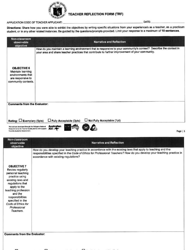 Trf Sample Answer Sheet | PDF | Teachers | Cognition