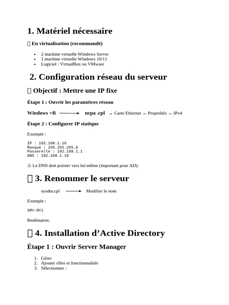Windows Server Détaillée | PDF | Active Directory | Système de noms de ...