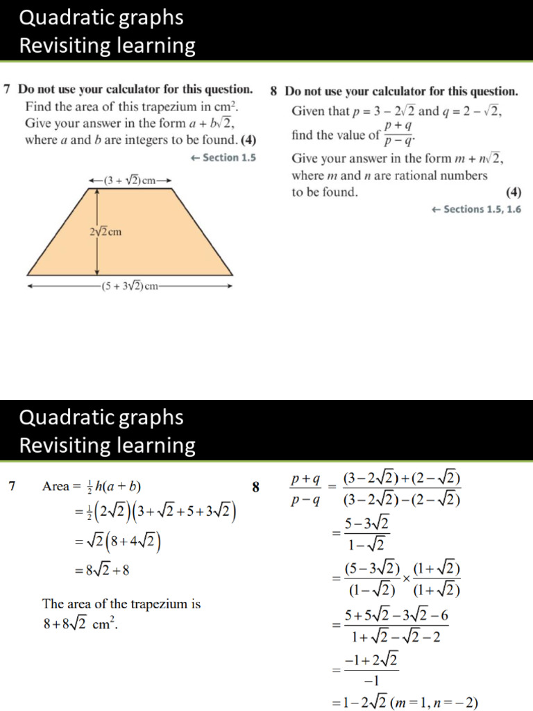2.4 Quadratic Graphs | PDF | Quadratic Equation | Algebra