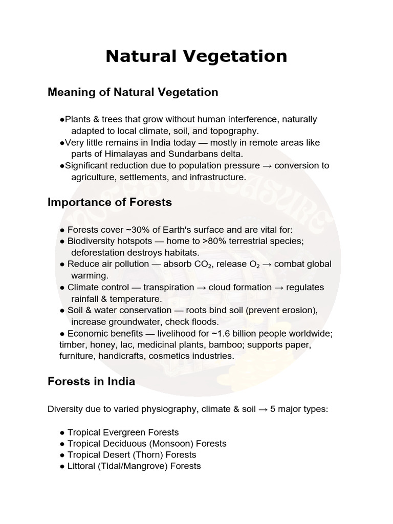 NATURAL VEGETATION - GEOGRAPHY - Keypoints And Summary - ©NOTES ...