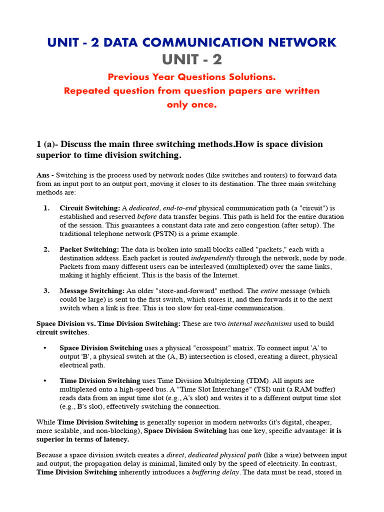 DCN Unit - 2 Solutions | PDF | Transmission Medium | Modem