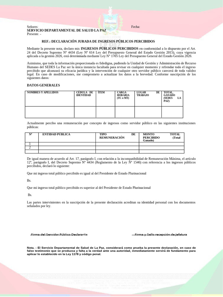 Formulario de Declaraciones Juradas | PDF | Justicia | Crimen y violencia