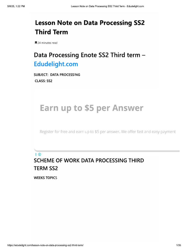 113 DP Notes Ss2 3rd Term | PDF