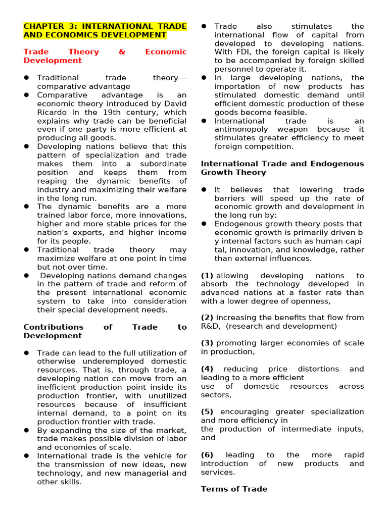 Chapter 3 International Trade | PDF | Economics | Terms Of Trade