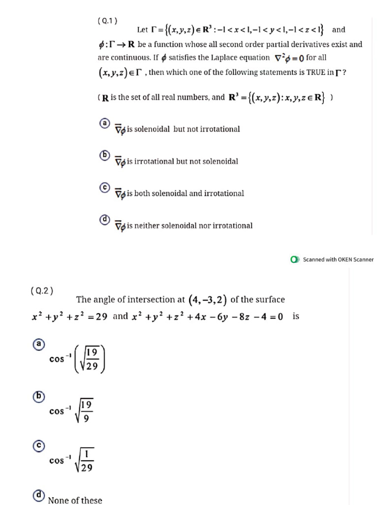 Dips Vector Calculus Questions | PDF