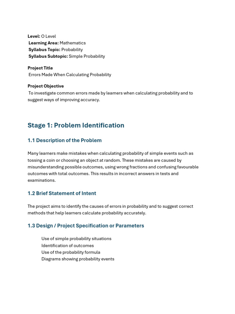 maths project 2 | PDF | Probability | Learning