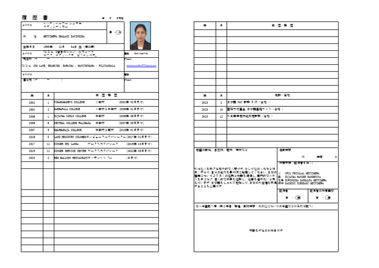 Shalini Japanese CV | PDF