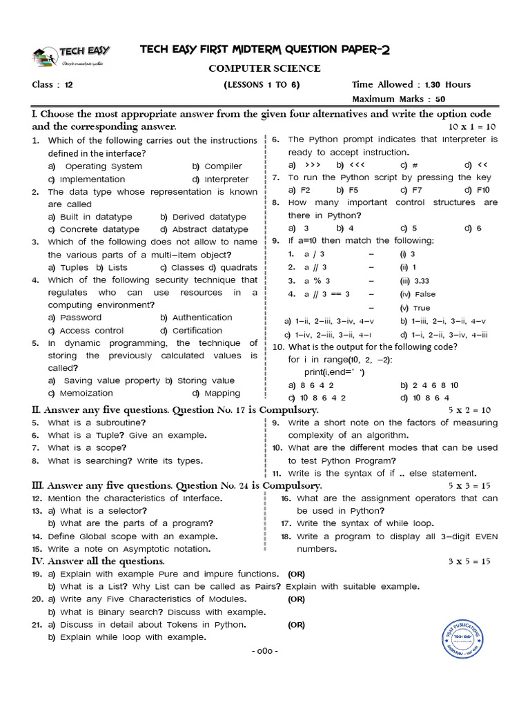 12CSEM_FirstMidTerm_Q2 | PDF | Software Development | Computing