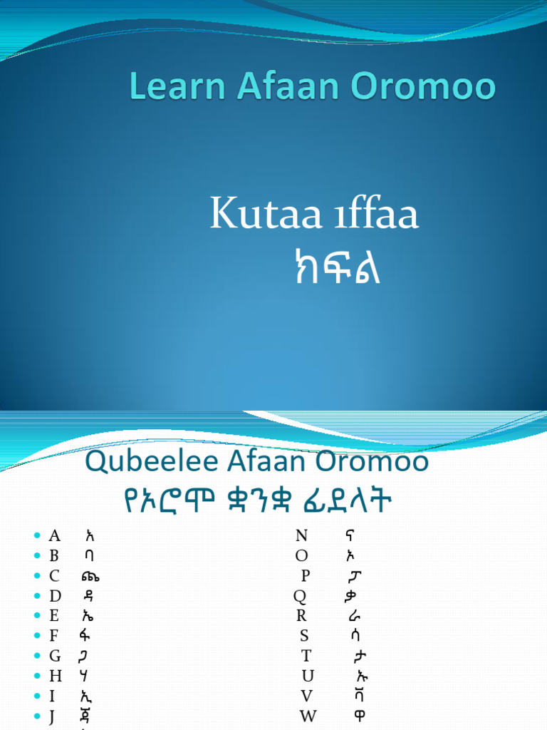 1. Learn Afaan Oromoo Part 1 | PDF