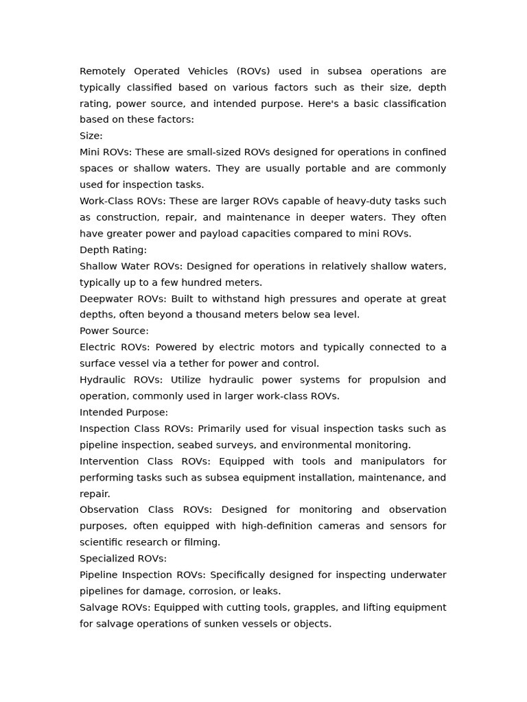 Remotely Operated Vehicles (ROVs) Used in Subsea Operations Are ...