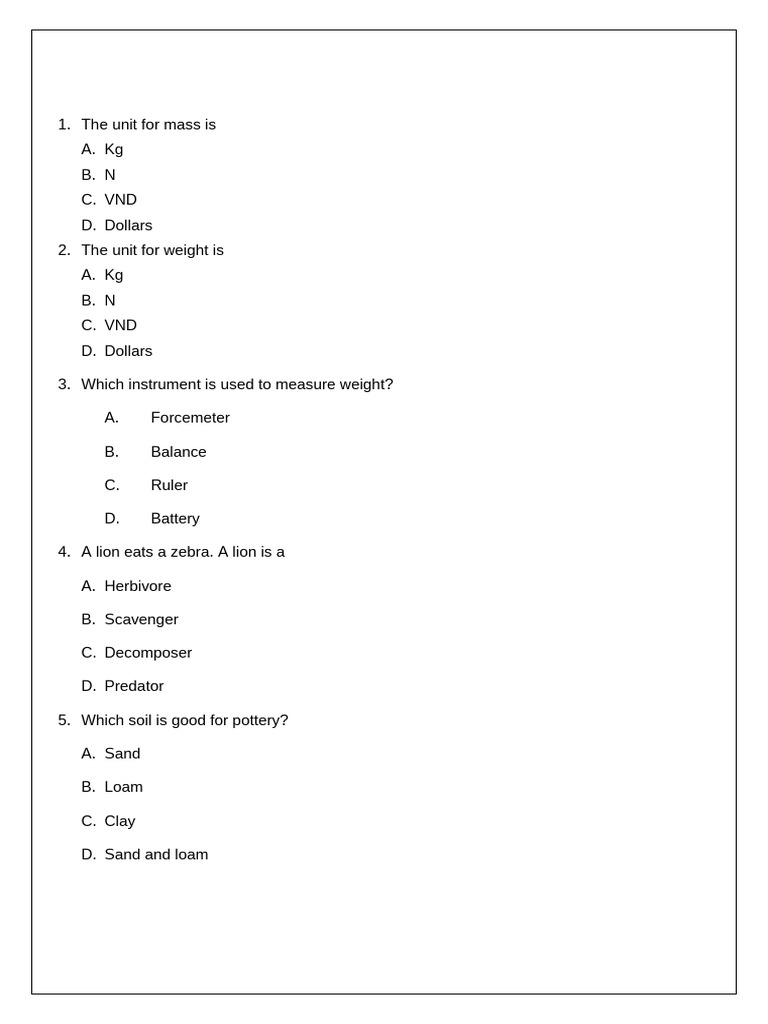 GRADE 5 SCIENCE MOT MARCH 2025 | PDF | Foods | Zoology