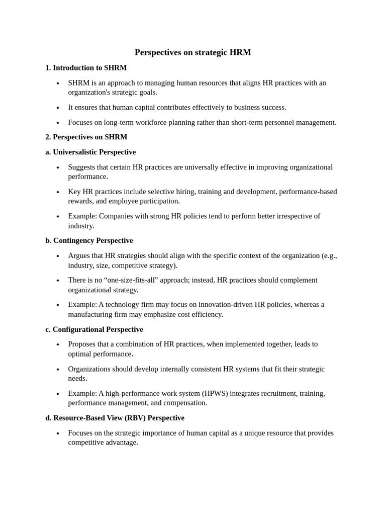 Perspectives On Strategic HRM | PDF | Human Resource Management ...