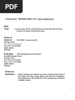 Contractor's All Risks Insurance Policy | PDF | Insurance | Indemnity