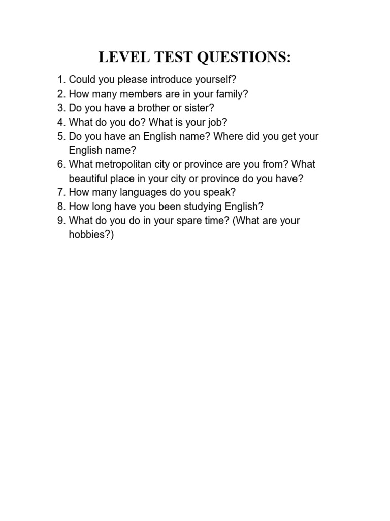 Level Test | PDF