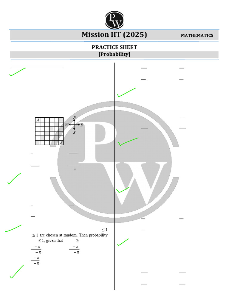 Probability Practice Sheet Mission IIT 2025 | PDF | Chess Openings ...