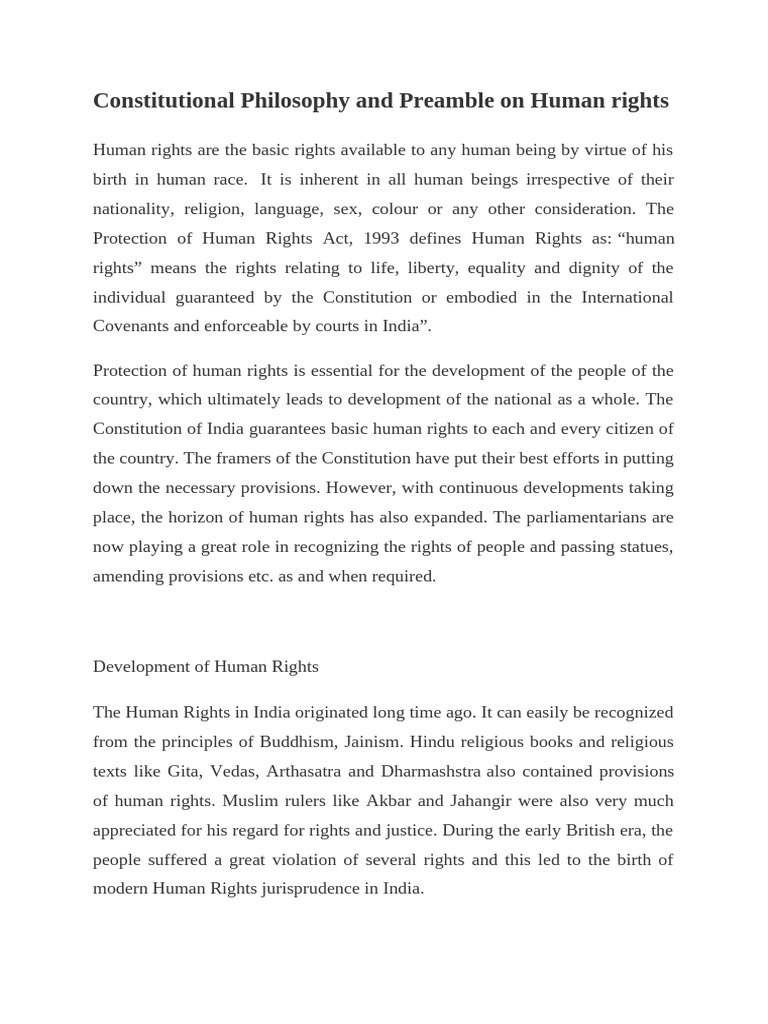 Human Rights Constitution Preamble | PDF | Human Rights | Constitution