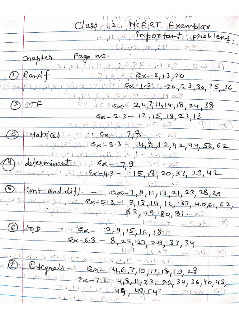 12th Maths Ncert and Exemplar Most Important Problems | PDF